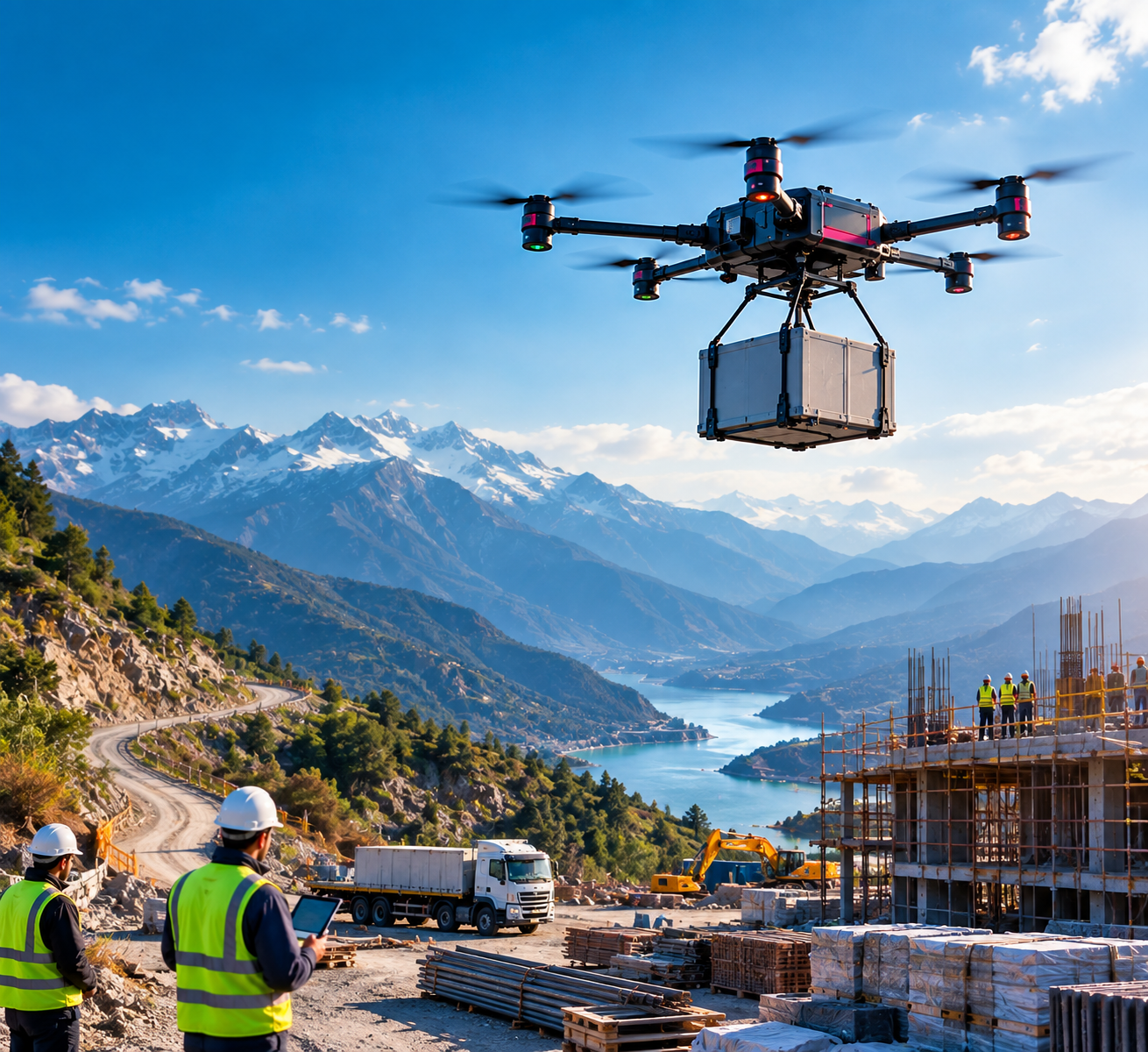 Cargo drone construction logistics